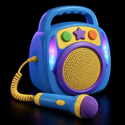 Toy karaoke machine with a corded microphone